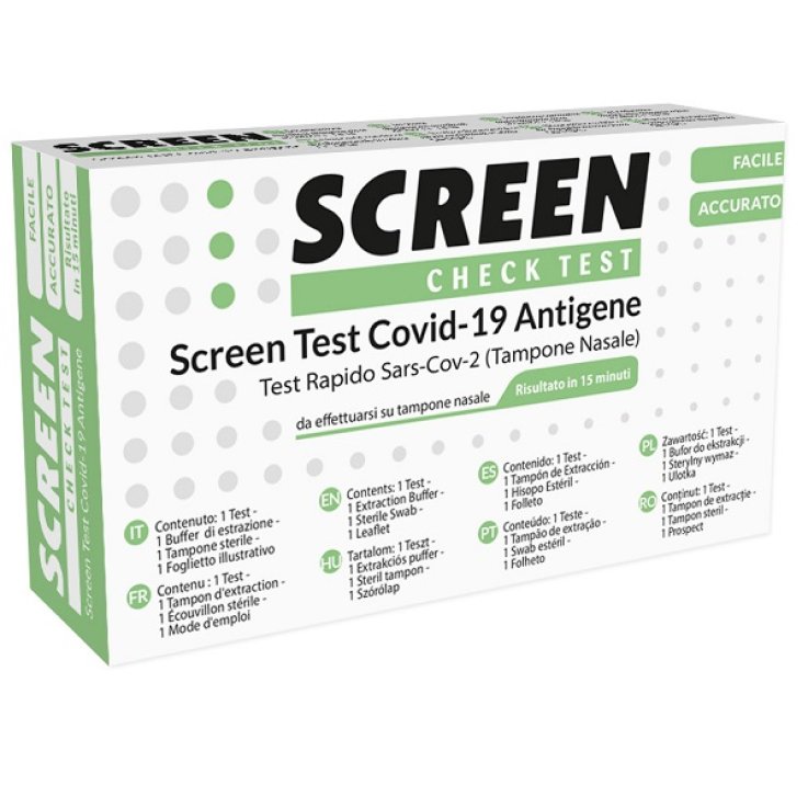 SCREEN TEST AUTODIAGNOSTICO ANTIGENICO RAPIDO COVID-19 SARS-COV-2 TAMPONI NASALI SELFTEST COVID TEST ANTIGENE SCREEN SCREEN TEST AUTODIAGNOSTICO ANTIGENICO RAPIDO COVID-19 SARS-COV-2 TAMPONI NASALI SELFTEST COVID TEST ANTIGENE SCREEN