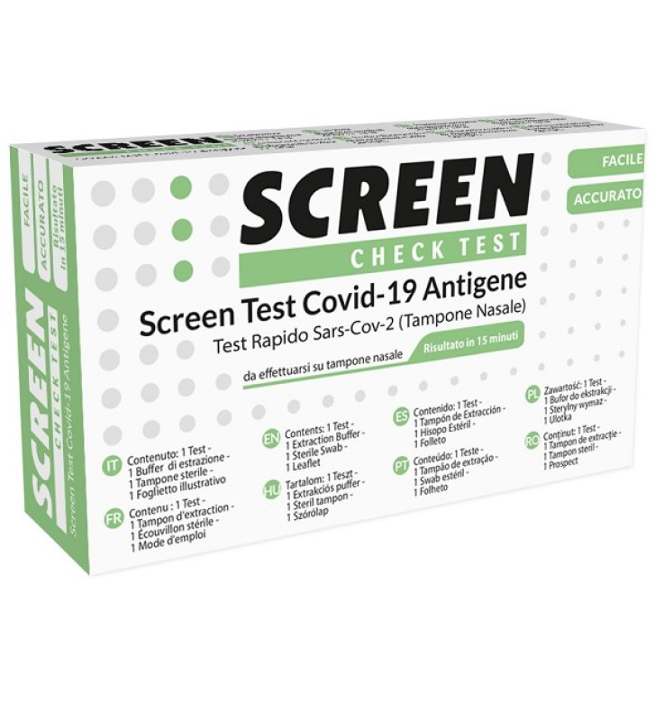 SCREEN TEST AUTODIAGNOSTICO ANTIGENICO RAPIDO COVID-19 SARS-COV-2 TAMPONI NASALI SELFTEST COVID TEST ANTIGENE SCREEN SCREEN TEST AUTODIAGNOSTICO ANTIGENICO RAPIDO COVID-19 SARS-COV-2 TAMPONI NASALI SELFTEST COVID TEST ANTIGENE SCREEN