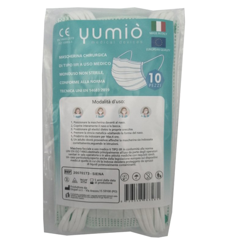 MASCHERINA CHIRURGICA IIR YUMIO SIENA 10 PEZZI