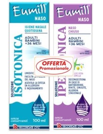 EUMILL NASO BIPACK SPRAY SOLUZIONE ISOTONICA 100 ML + SOLUZIONE IPERTONICA 100 ML