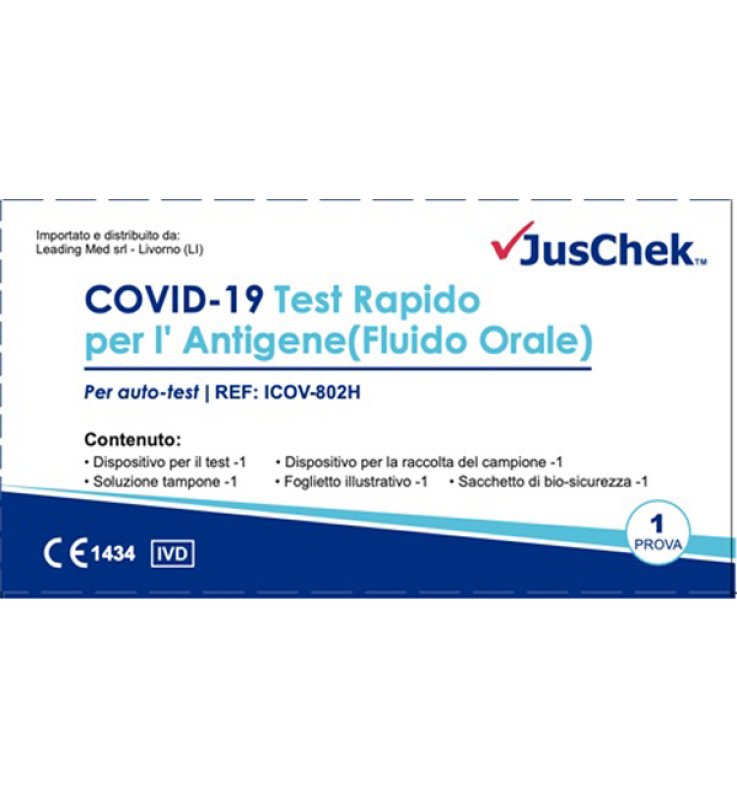 TEST ANTIGENICO RAPIDO COVID-19 JUSCHEK AUTODIAGNOSTICO DETERMINAZIONE QUALITATIVA ANTIGENI SARS-COV-2 IN CAMPIONI SALIVARI MEDIANTE IMMUNOCROMATOGRAFIA