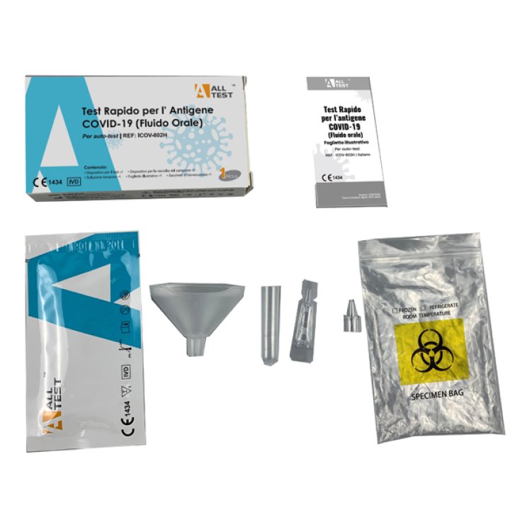 TEST ANTIGENICO RAPIDO COVID-19 ALLTEST AUTODIAGNOSTICO DETERMINAZIONE QUALITATIVA ANTIGENI SARS-COV-2 IN CAMPIONI SALIVARI MEDIANTE IMMUNOCROMATOGRAFIA TEST ANTIGENICO RAPIDO COVID-19 ALLTEST AUTODIAGNOSTICO DETERMINAZIONE QUALITATIVA ANTIGENI SARS-COV-2 IN CAMPIONI SALIVARI MEDIANTE IMMUNOCROMATOGRAFIA