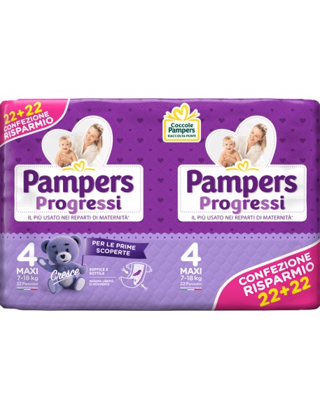 PAMPERS PROGRESSI MAXI PANNOLINO 4 7-18KG 44 PEZZI