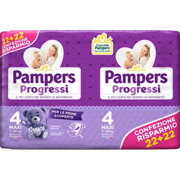 PAMPERS PROGRESSI MAXI PANNOLINO 4 7-18KG 44 PEZZI PAMPERS PROGRESSI MAXI PANNOLINO 4 7-18KG 44 PEZZI