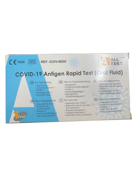 TEST ANTIGENICO RAPIDO COVID-19 ALLTEST AUTODIAGNOSTICO DETERMINAZIONE QUALITATIVA ANTIGENI SARS-COV-2 IN CAMPIONI SALIVARI MEDIANTE IMMUNOCROMATOGRAFIA