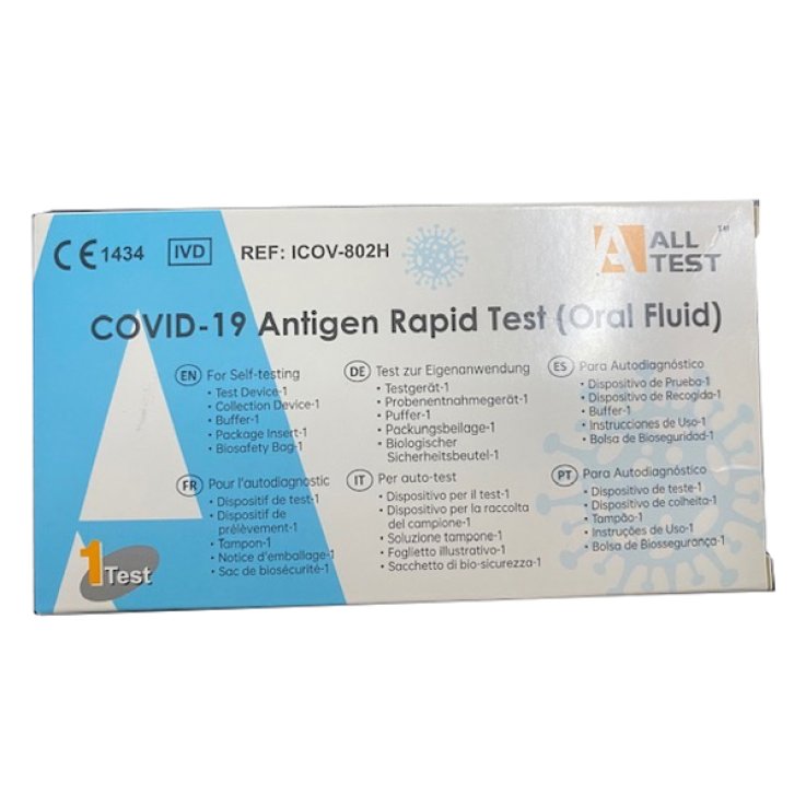 TEST ANTIGENICO RAPIDO COVID-19 ALLTEST AUTODIAGNOSTICO DETERMINAZIONE QUALITATIVA ANTIGENI SARS-COV-2 IN CAMPIONI SALIVARI MEDIANTE IMMUNOCROMATOGRAFIA TEST ANTIGENICO RAPIDO COVID-19 ALLTEST AUTODIAGNOSTICO DETERMINAZIONE QUALITATIVA ANTIGENI SARS-COV-2 IN CAMPIONI SALIVARI MEDIANTE IMMUNOCROMATOGRAFIA