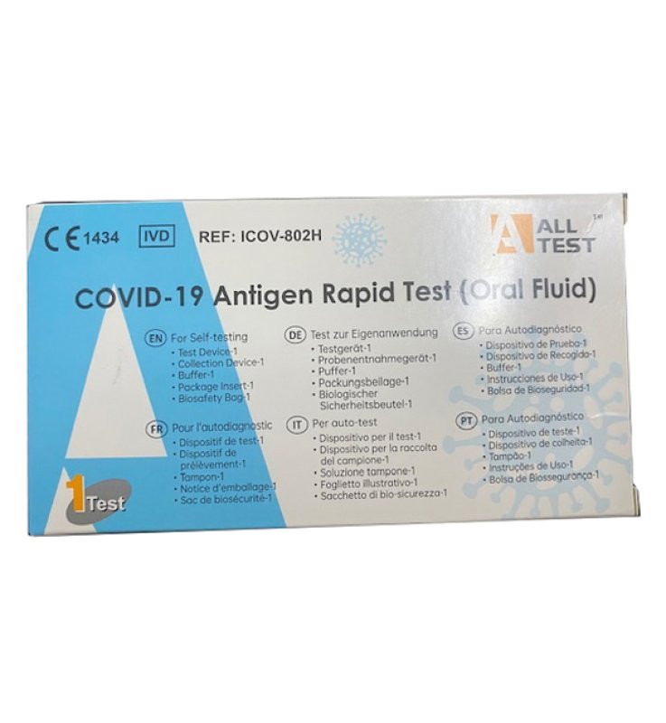 TEST ANTIGENICO RAPIDO COVID-19 ALLTEST AUTODIAGNOSTICO DETERMINAZIONE QUALITATIVA ANTIGENI SARS-COV-2 IN CAMPIONI SALIVARI MEDIANTE IMMUNOCROMATOGRAFIA