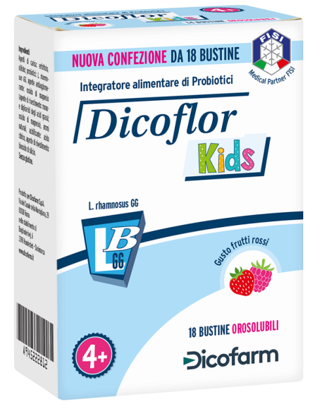 DICOFLOR KIDS 18 BUSTINE OROSOLUBILI GUSTO FRUTTI ROSSI