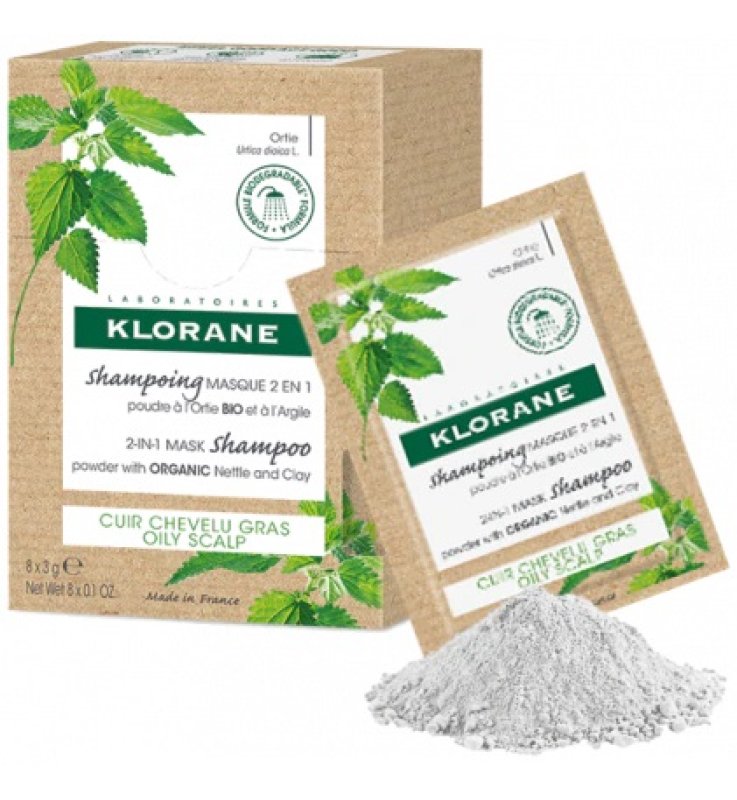 KLORANE SHAMPOO MASCHERA LAVANTE POLVERE ORTICA 8 BUSTINE 3G