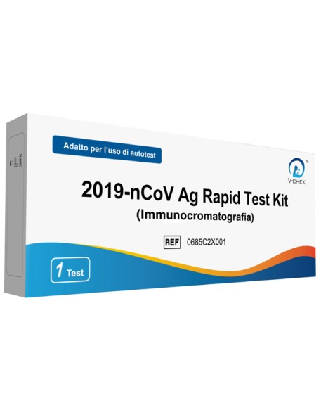 TEST ANTIGENICO RAPIDO COVID-19 V-CHEK AUTODIAGNOSTICO DETERMINAZIONE QUALITATIVA ANTGENI SARS-COV-2 IN TAMPONI NASALI MEDIANTE IMMUNOCROMATOGRAFIA