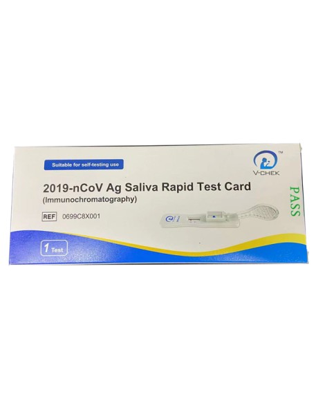 TEST ANTIGENICO RAPIDO COVID-19 V-CHEK DETERMINAZIONE QUALITATIVA ANTIGENI SARS-COV-2 IN TAMPONI SALIVARI MEDIANTE IMMUNOCROMATOGRAFIA