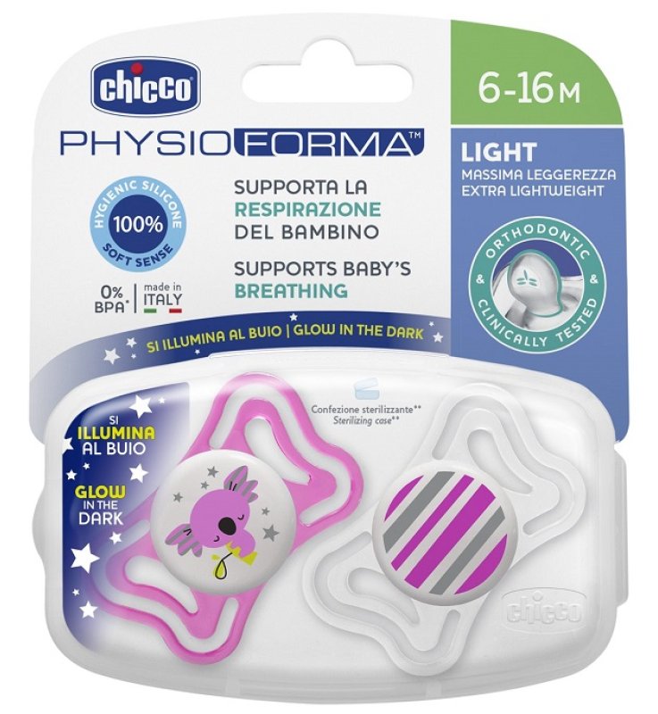 CHICCO SUCCHIETTO LIGHT LUMINOSO SILICONE 6-16 MESI 2 PEZZI