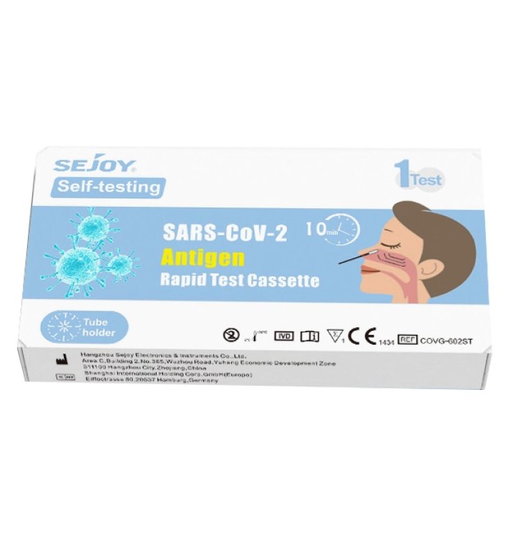 TEST ANTIGENICO RAPIDO COVID-19 SEJOY AUTODIAGNOSTICO DETERMINAZIONE QUALITATIVA ANTIGENI SARS-COV-2 IN TAMPONI NASALI MEDIANTE IMMUNOCROMATOGRAFIA