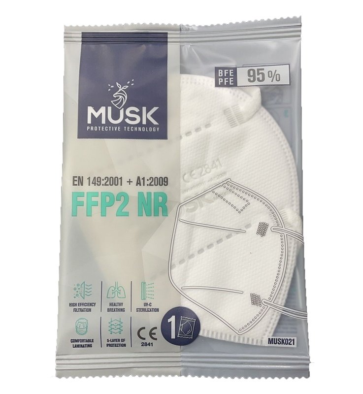 MASCHERINA FFP2 BIANCA MUSK 10PZ
