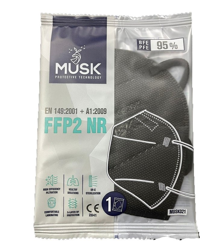 MASCHERINA FFP2 NERA MUSK 10PZ