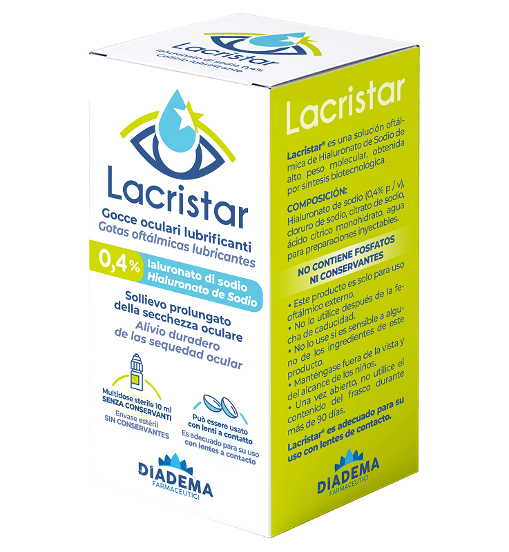 LACRISTAR GOCCE OCULARI LUBRIFICANTI 0,4% IALURONATO DI SODIO MULTIDOSE 10 ML LACRISTAR GOCCE OCULARI LUBRIFICANTI 0,4% IALURONATO DI SODIO MULTIDOSE 10 ML
