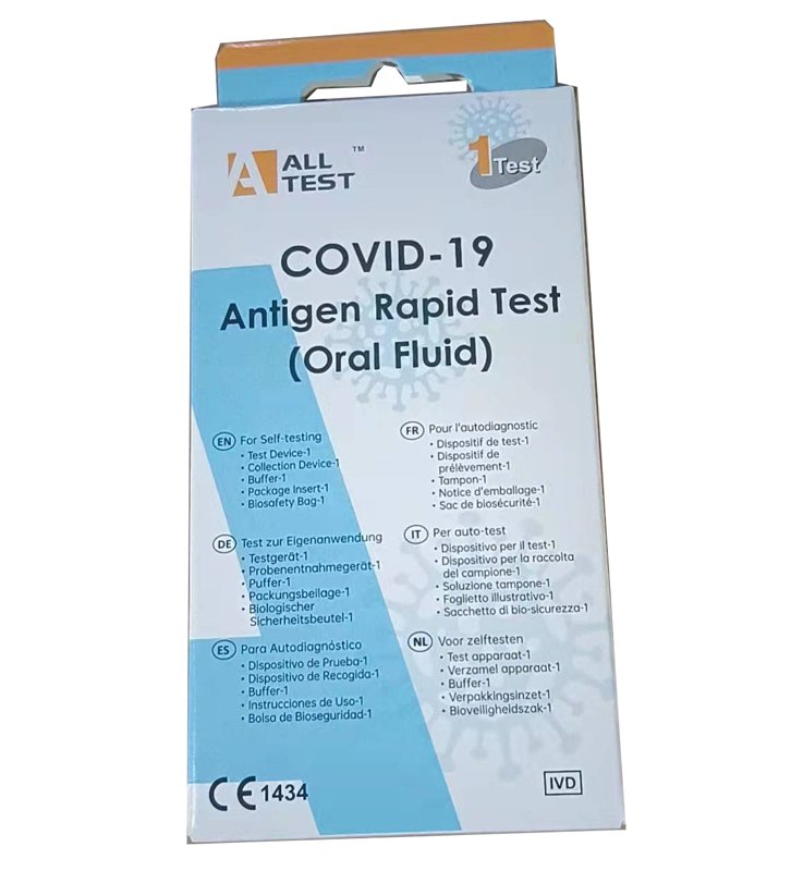 TEST ANTIGENICO RAPIDO COVID-19 ALLTEST AUTODIAGNOSTICO DETERMINAZIONE QUALITATIVA ANTIGENI SARS-COV-2 IN CAMPIONI SALIVARI MEDIANTE IMMUNOCROMATOGRAFIA