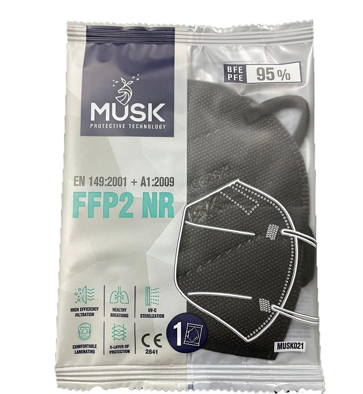MUSK MASCHERINA FFP2 MUSK021 BLACK 1 PEZZO