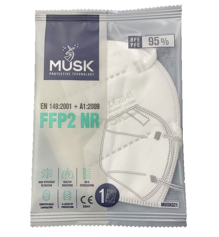 MUSK MASCHERINA FFP2 MUSK021 WHITE 1 PEZZO