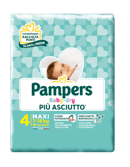 PAMPERS BABY DRY PANNOLINI DOWNCOUNT MAXI 18 PEZZI