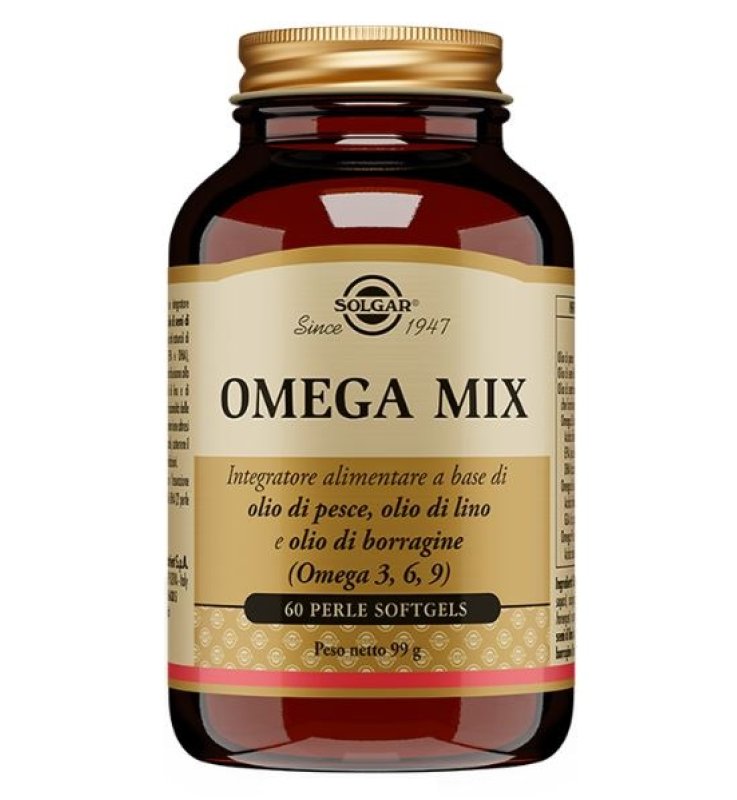 Solgar Omega Mix | Omega 3 6 9 Olio Pesce Lino Borragine 60 PERLE