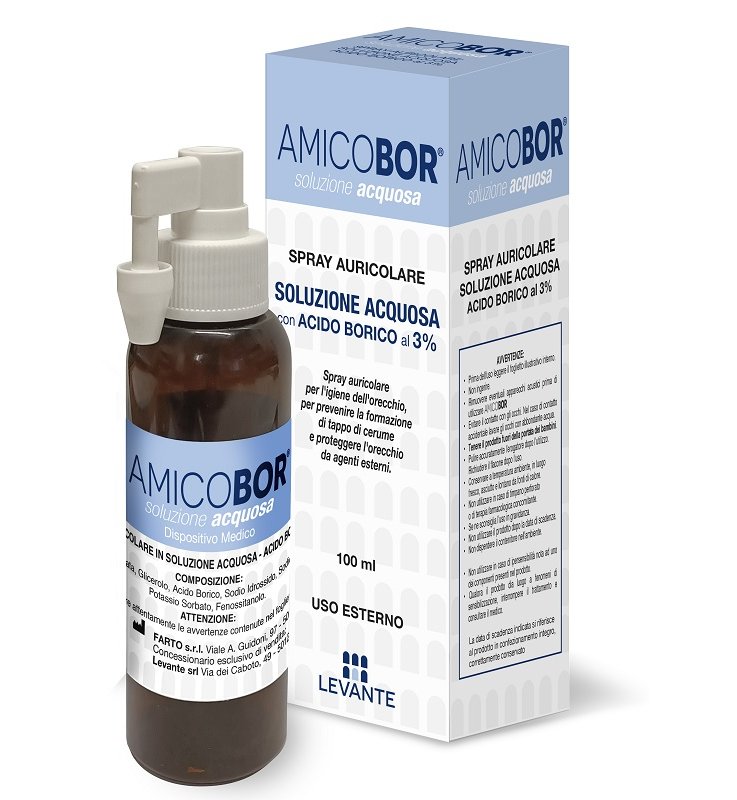 SOLUZIONE ACQUOSA PER IRRIGAZIONE DELL'ORECCHIO AMICOBOR 100ML