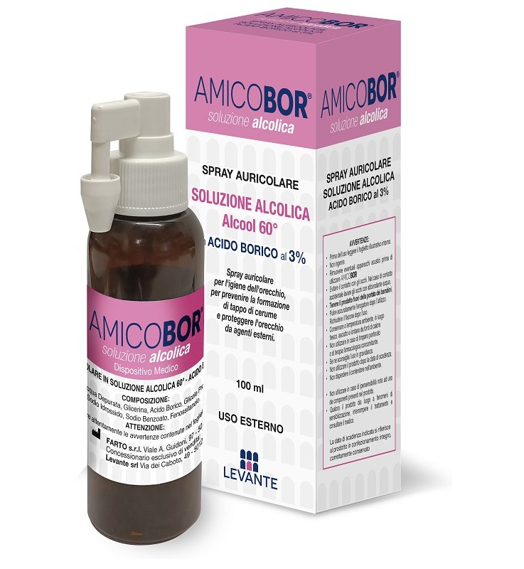 SOLUZIONE ALCOLICA PER IRRIGAZIONE DELL'ORECCHIO AMICOBOR 100 ML