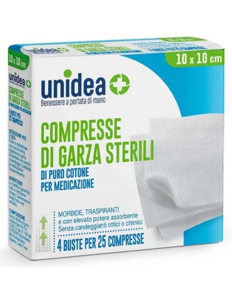 GARZA COMPRESSA UNIDEA COTONE 10 X 10 CM 100 PEZZI