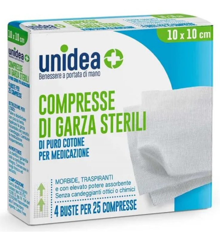 GARZA COMPRESSA UNIDEA COTONE 10 X 10 CM 100 PEZZI