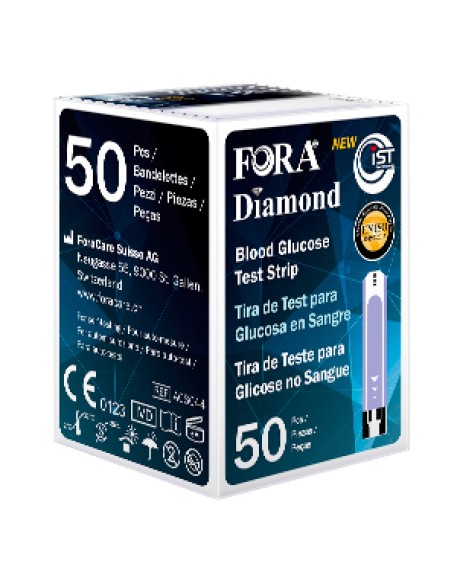 STRISCE MISURAZIONE GLICEMIA FORA DIAMOND PRIMA VOICE MINI GD50 50 PEZZI