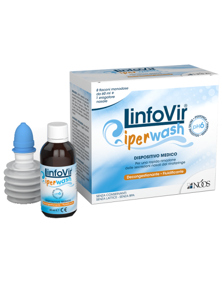 LINFOVIR IPERWASH SOLUZIONE SALINA IPERTONICA TAMPONATA 8 FLACONI DA 60 ML + 1 EROGATORE NASALE