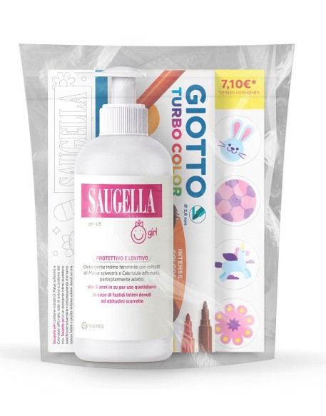 SAUGELLA BUNDLE GIRL DETERGENTE INTIMO PROTETTIVO E LENITIVOPH 4,5 200 ML + GIOTTO TURBO COLOR