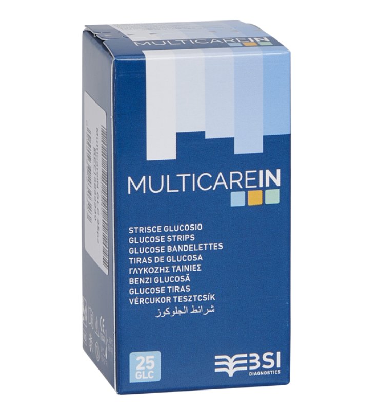 STRISCE MISURAZIONE GLICEMIA MULTICARE IN GLUCOSIO ELETTRODO25 PEZZI
