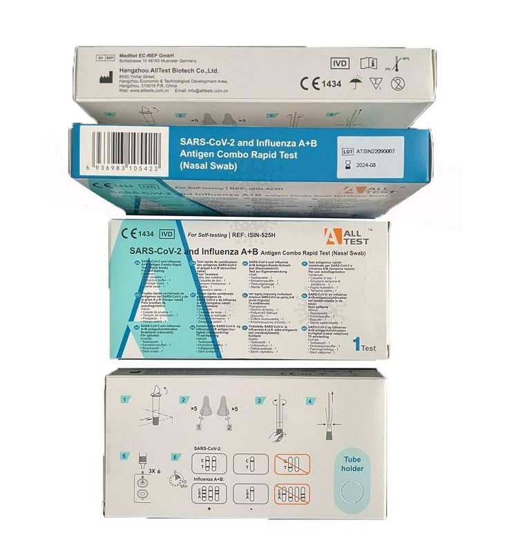 TEST ANTIGENICO RAPIDO COVID-19 ALLTEST AUTODIAGNOSTICO DETERMINAZIONE QUALITATIVA ANTIGENI SARS-COV-2 E INFLUENZA A+B IN TAMPONI NASALI MEDIANTE IMMUNOCROMATOGRAFIA