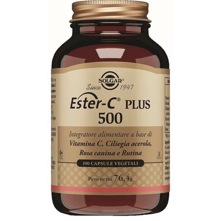 Solgar Ester-C Plus 500 | Vitamina C 1000 mg Non Acida con Acerola 100Cps Solgar Ester-C Plus 500 | Vitamina C 1000 mg Non Acida con Acerola 100Cps