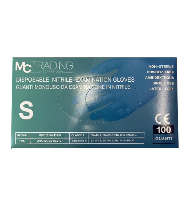 GUANTO DA ESAMINAZIONE MONOUSO IN NITRILE BLU SENZA POLVEREMISURA SMALL 100 PEZZI