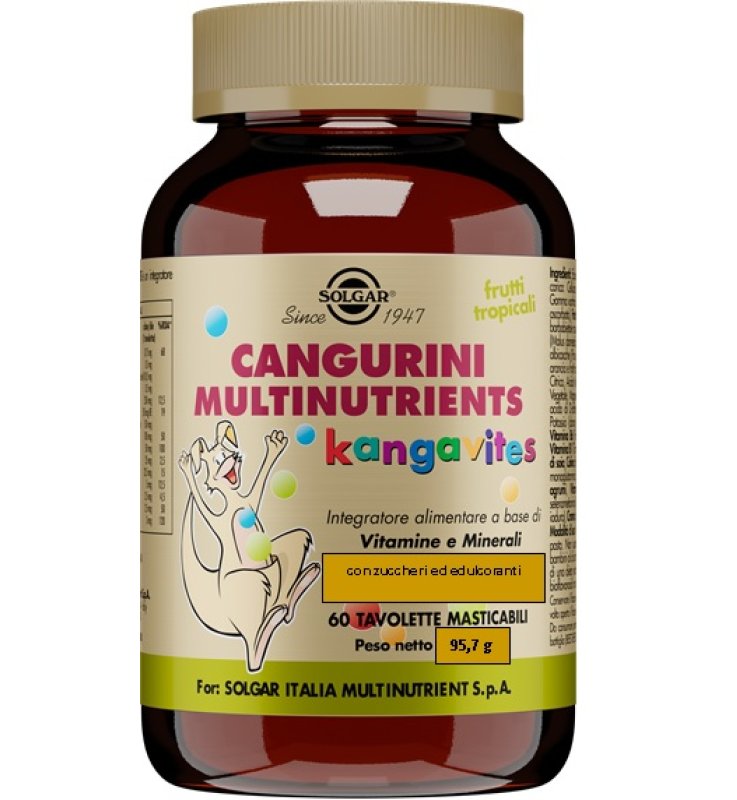 Solgar Cangurini Multinutrients 60 Tavolette ai Frutti Tropicali - SCADENZA MAGGIO 2026