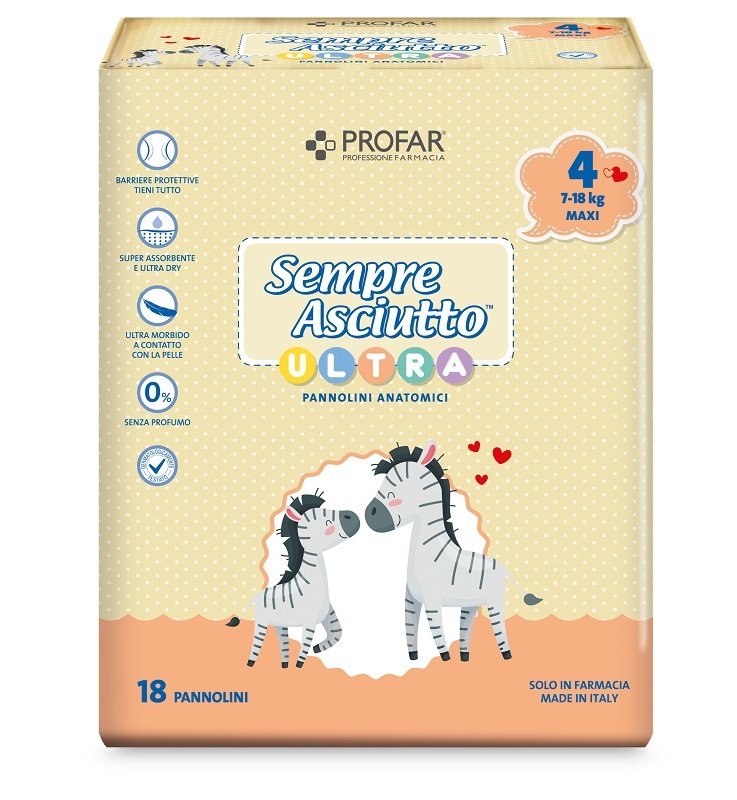 PANNOLINI PROFAR SEMPRE ASCIUTTO ULTRA MAXI 7/18 KG 18 PEZZI