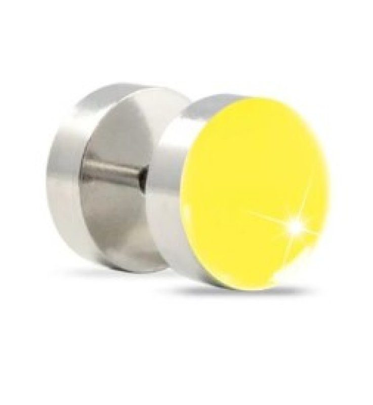 ORECCHINO BOTTONE GIALLO/ARGEN