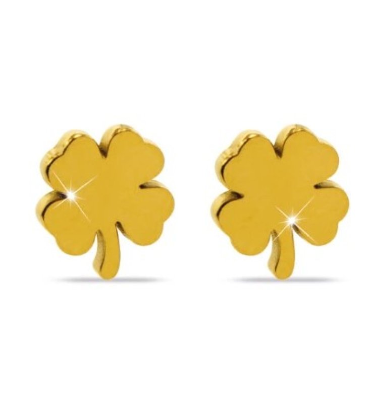 ORECCHINO MJ POST 323 KIDS QUADRIFOGLIO ORO