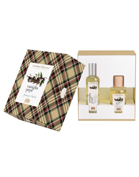 I PROFUMI DELLA CASA SET VANIGLIA PEPE 1 FRAGRANZA AMBIENTESPRAY 100 ML + BASTONCINI AROMATICI AMBIENTE 100 ML