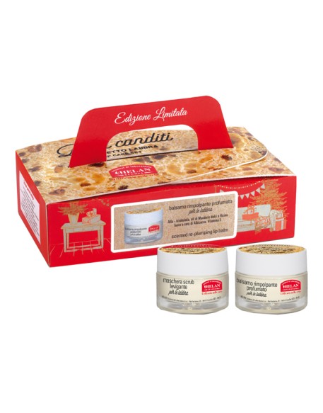 COFANETTO PANETTONE LABBRA 1 MASCHERA SCRUB LEVIGANTE 13 ML+ 1 BALSAMO RIMPOLPANTE PROFUMATO 13 ML