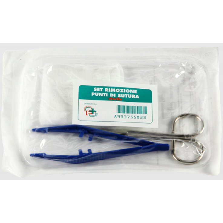 SET PER LA RIMOZIONE DEI PUNTI DI SUTURA COMPOSTO DA 1 FORBICE 1 PINZETTA 2 COMPRESSE DI GARZA DI COTONE SET PER LA RIMOZIONE DEI PUNTI DI SUTURA COMPOSTO DA 1 FORBICE 1 PINZETTA 2 COMPRESSE DI GARZA DI COTONE