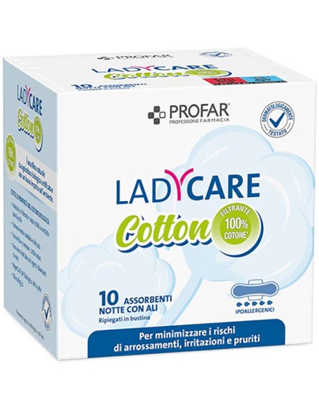 PROFAR LADY CARE ASSORBENTI BIO NOTTE CON ALI 10 PEZZI