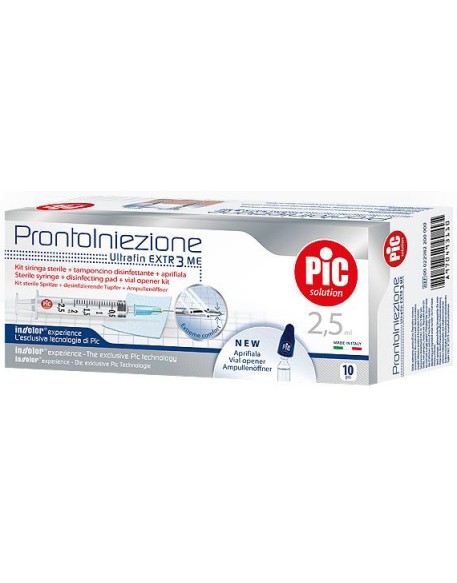 SIRINGA PIC SOLUTION PRONTO INIEZIONE 2,5 ML AGO GAUGE 23 11/4 10 PEZZI