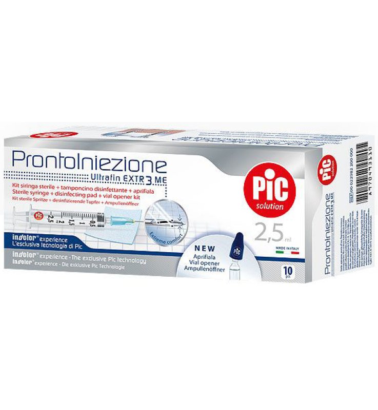 SIRINGA PIC SOLUTION PRONTO INIEZIONE 2,5 ML AGO GAUGE 23 11/4 10 PEZZI