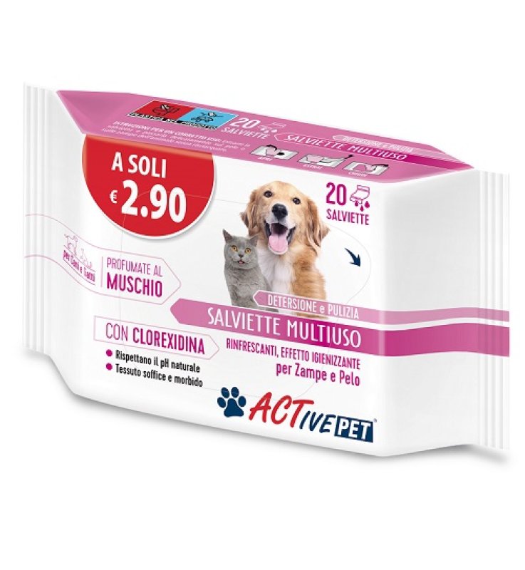 ACTIVE PET SALVIETTE CLX 20 PEZZI