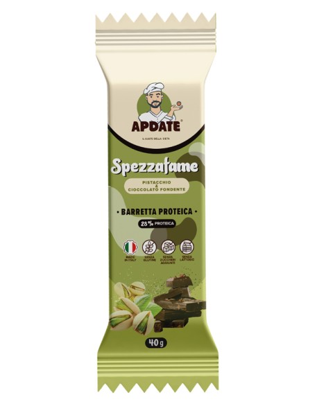 BARRETTA PROTEICA SPEZZAFAME PISTACCHIO CIOCCOLATO FONDENTE12 PEZZI DA 40 G