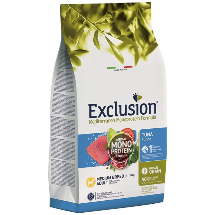 EXCLUSION MEDITERRANEO MONOPROTEIN NOBLE GRAIN ADULT TUNA MEDIUM 12KG EXCLUSION MEDITERRANEO MONOPROTEIN NOBLE GRAIN ADULT TUNA MEDIUM 12KG