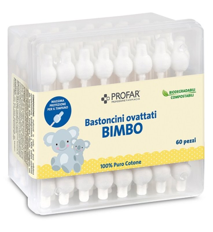 PROFAR BASTONCINI OVATTATI BIMBO 60 PEZZI PROFAR BASTONCINI OVATTATI BIMBO 60 PEZZI